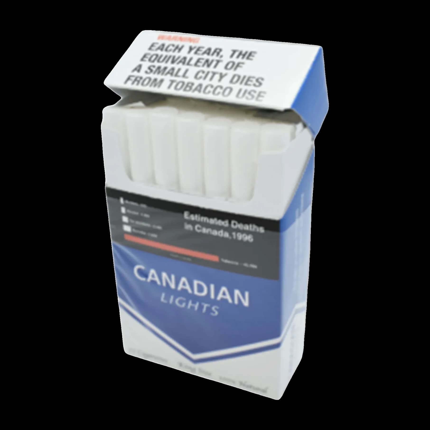 Open pack of Canadian Lights cigarettes