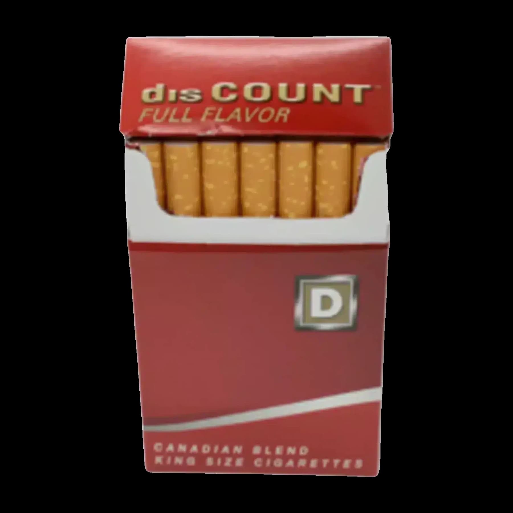 Open pack of disCOUNT Full Flavour cigarettes