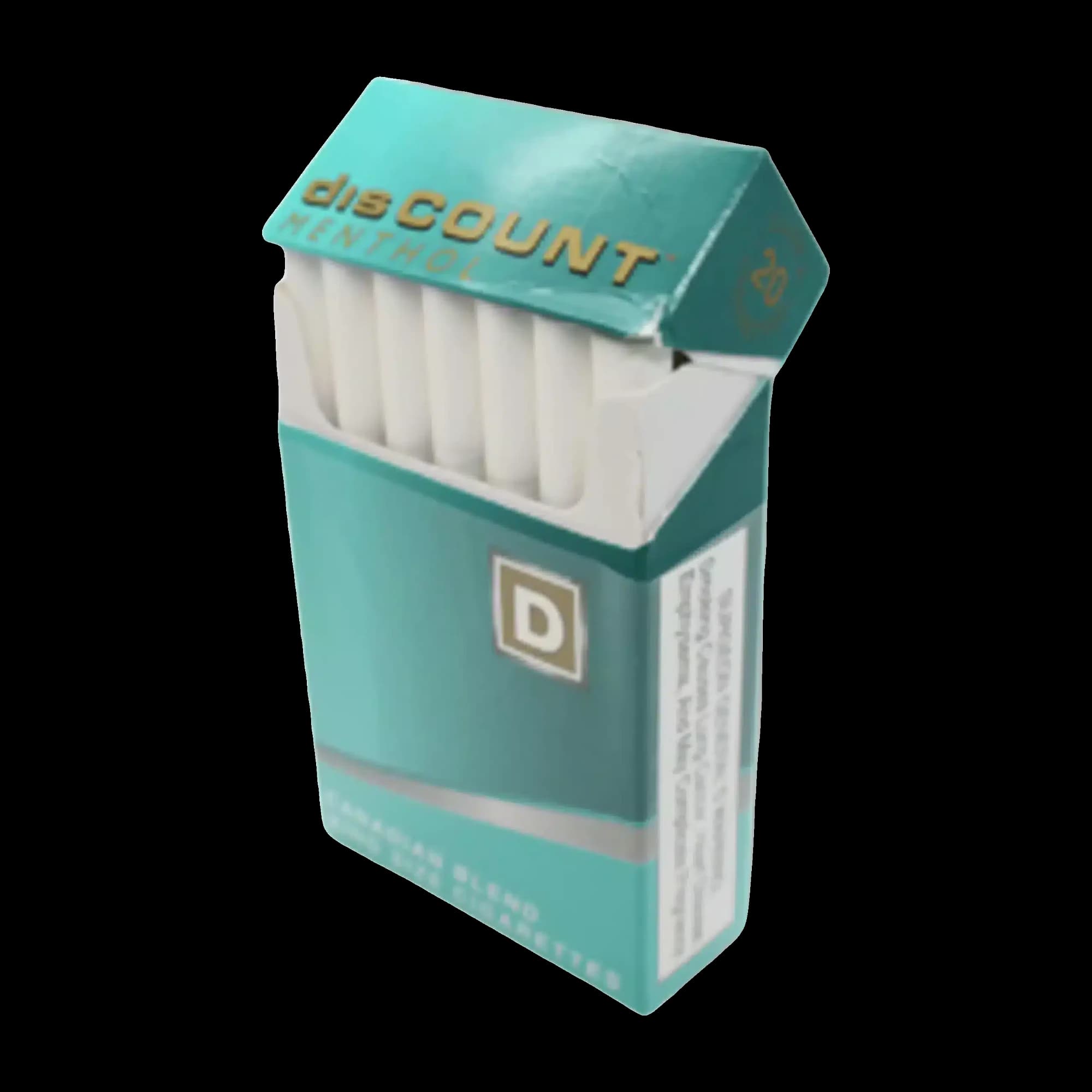 Open pack of DisCount Menthol cigarettes
