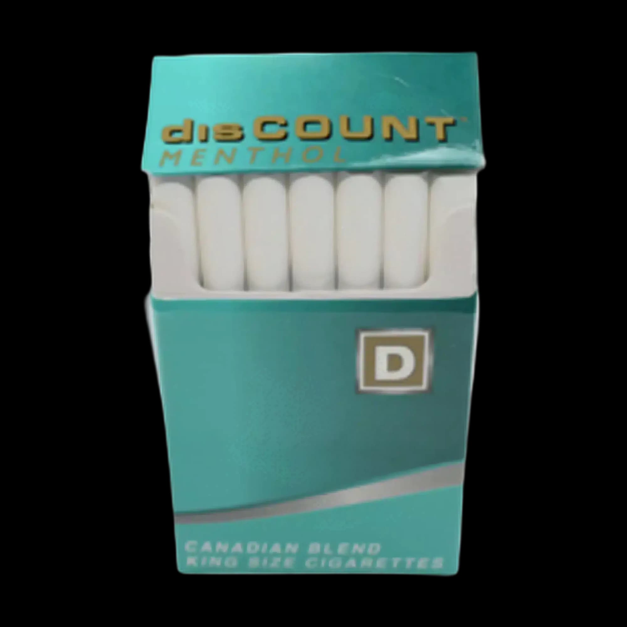 Open pack of DisCount Menthol cigarettes
