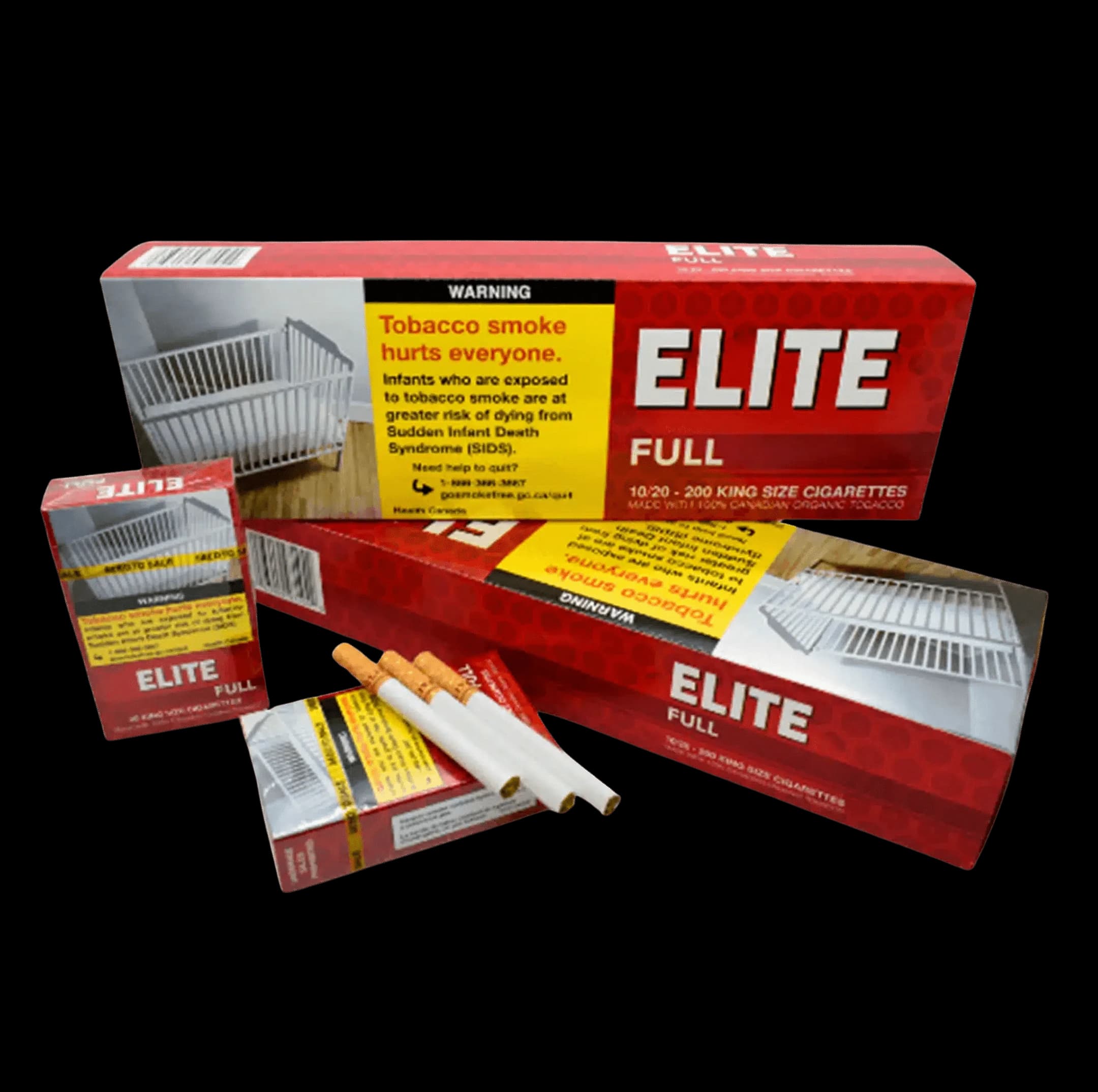Carton and pack of Elite Full cigarettes