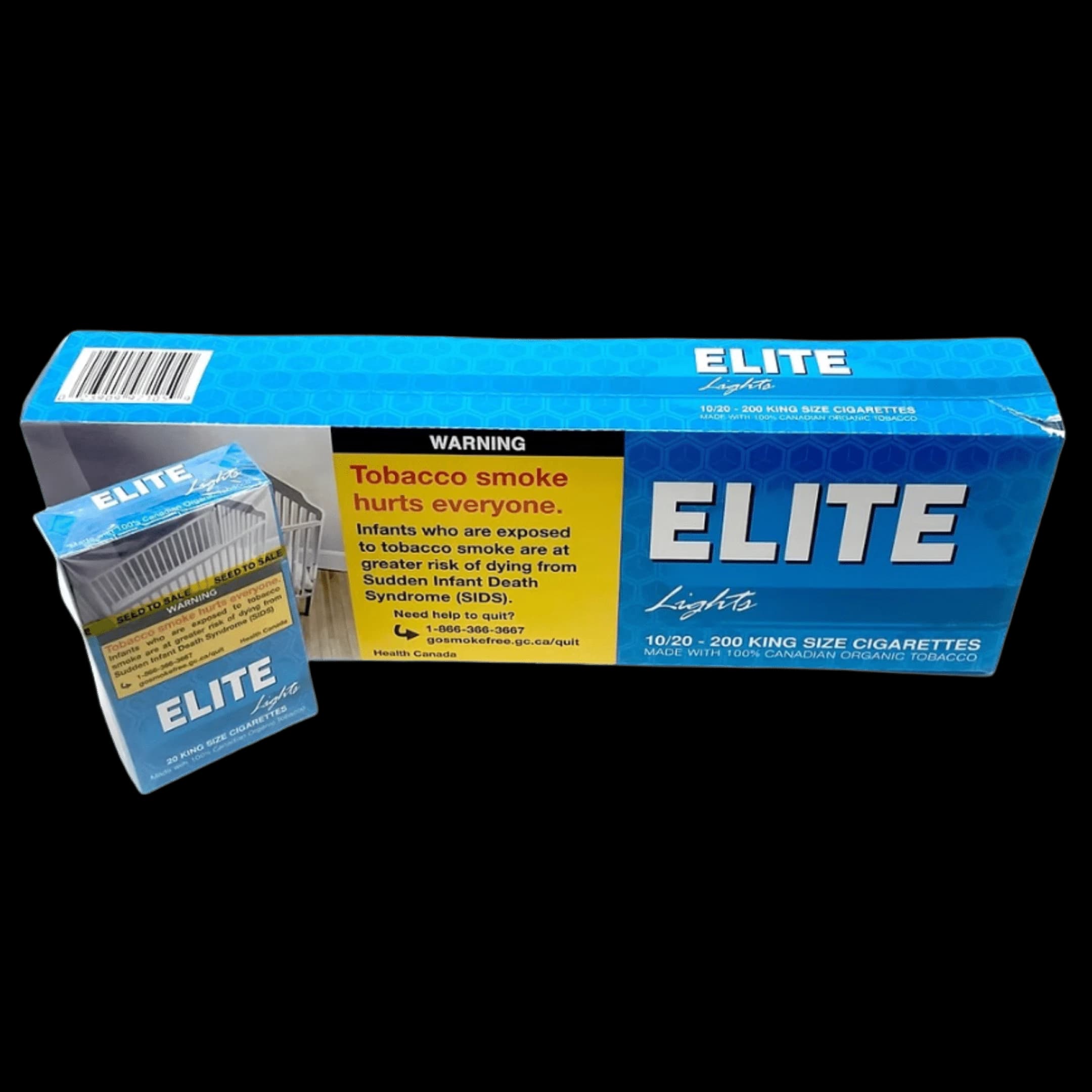 Carton and pack of Elite Light cigarettes