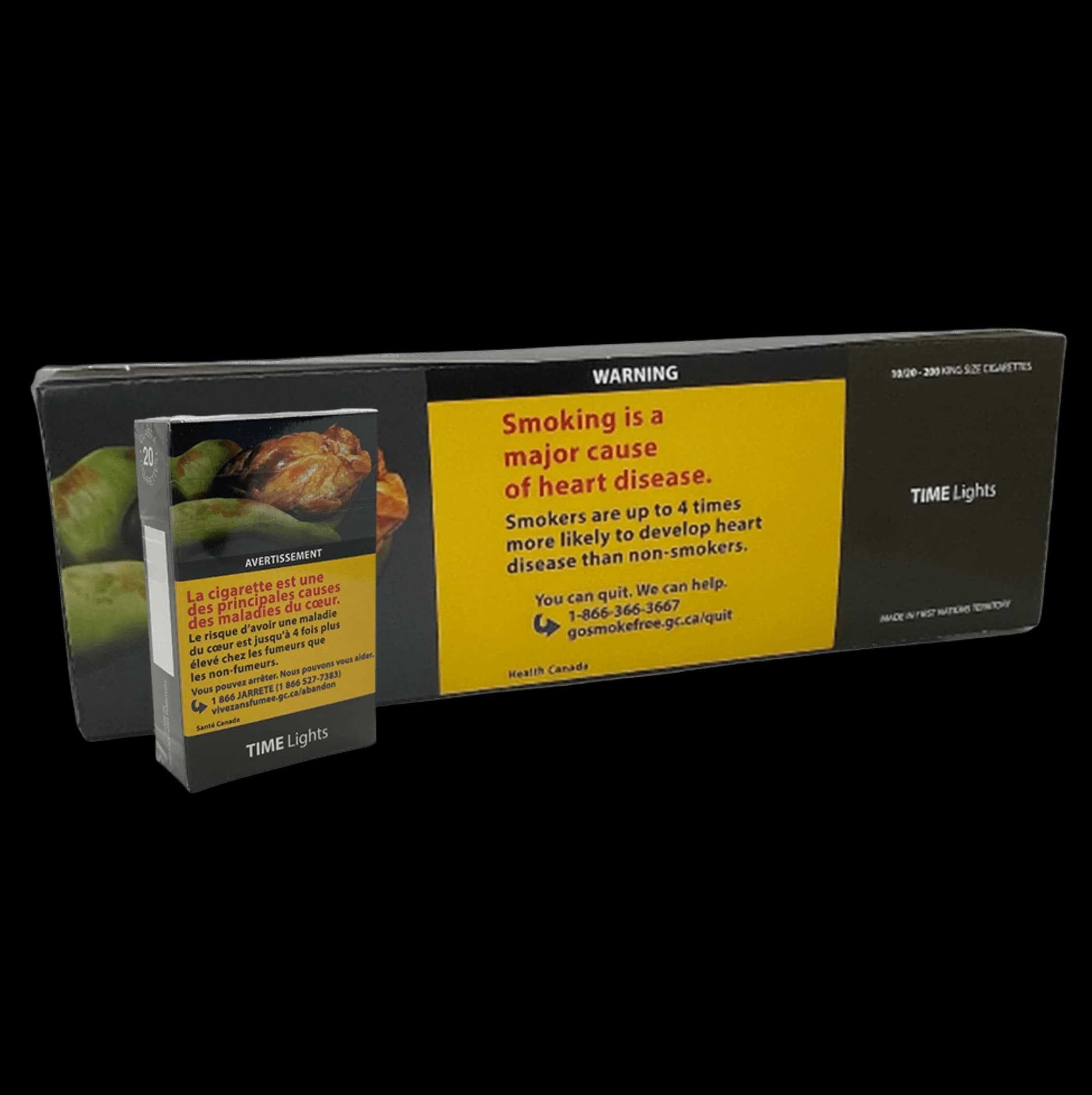 Carton and pack of Time Light cigarettes